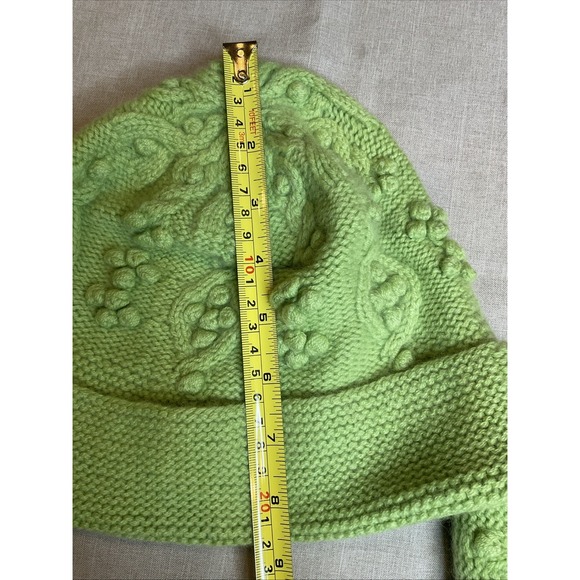 Geneva Cashmere Hat And Scarf Green Knit Soft Coquette Cozy - Picture 5 of 8